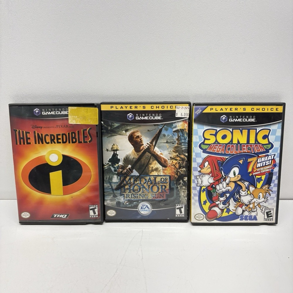 Nintendo GameCube Game Lot Of 3: The Incredibles, Sonic, and Medal Of Honor